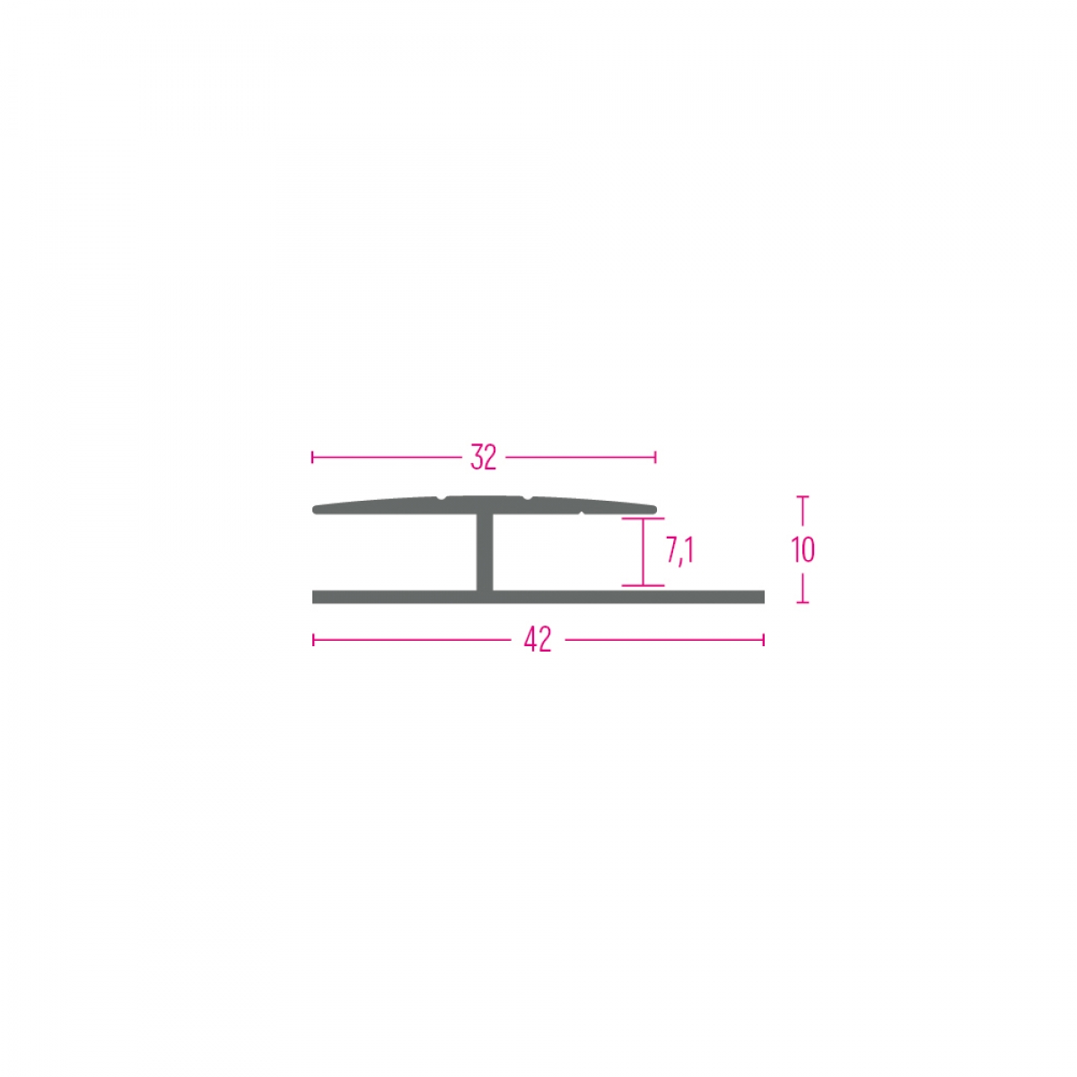 PROFIL PRIJELAZNI AL. 12070 SREBRO 32X7,1mm 2,70m