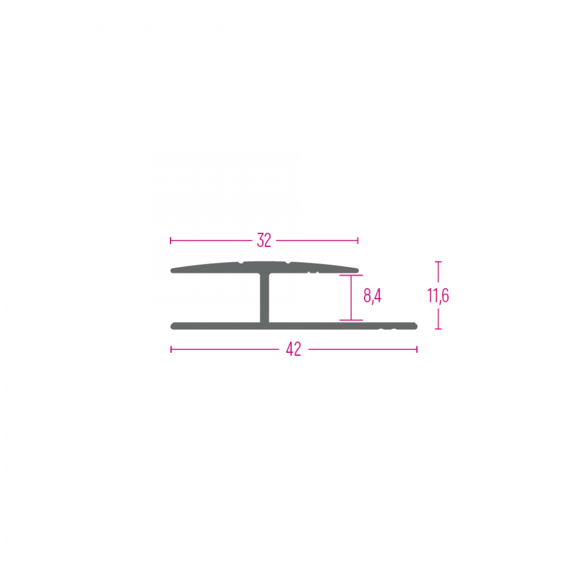 PROFIL PRIJELAZNI AL. 12080S SREBRO 32X8,4mm 2,70m