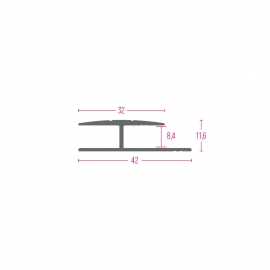 PROFIL PRIJELAZNI AL. 12080 G ZLATO 32X8,4mm 2,70m