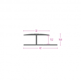 PROFIL PRIJELAZNI AL. 12110 SREBRO 32X11,2mm 2,70m