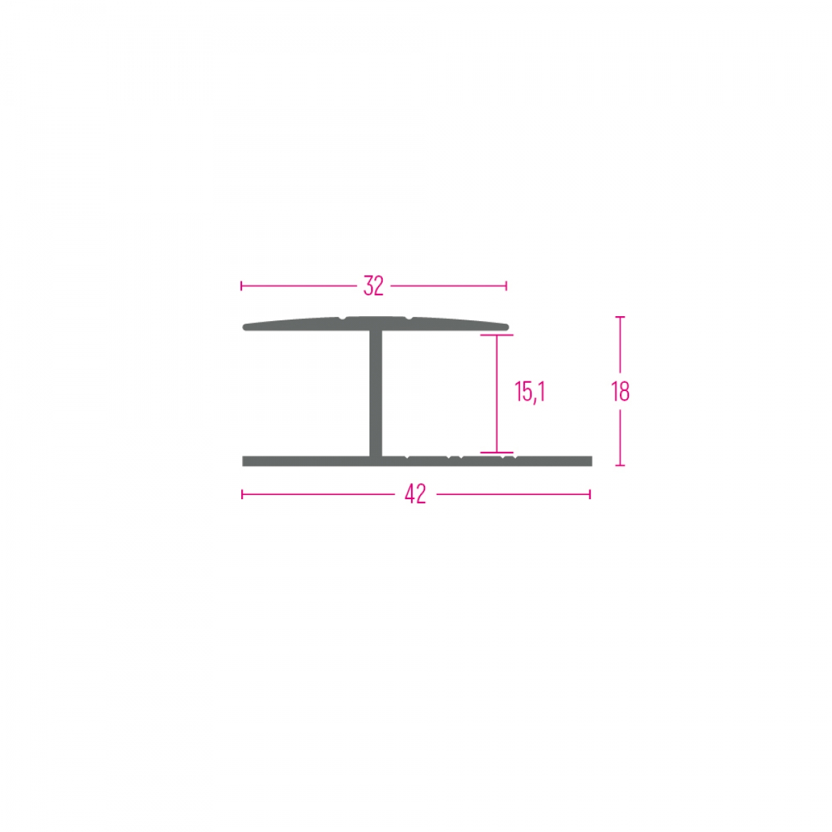 PROFIL PRIJELAZNI AL. 12150 SREBRO 32x15,1mm 2,70m