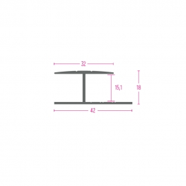 PROFIL PRIJELAZNI AL. 12150 SREBRO 32x15,1mm 2,70m