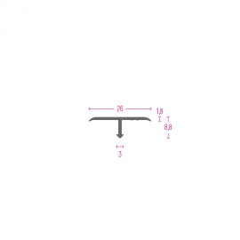 PROFIL PRIJELAZNI AL. 13526 SREBRO T 26X7mm  2,70m