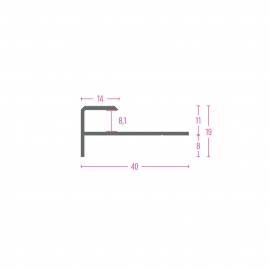 PROFIL ZA STEPENICE AL. IZBUŠENI 15080S 8 SREBRO, 40x19mm, Visina poda: 8,1mm
, Unutarnja visina: 8,0mm,  2,70M