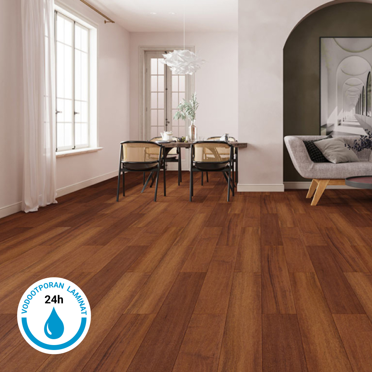 LAMINATNI POD FLOORPAN NATURAL JAKARTA MERBAU 4V FUGA  AC4 10MM